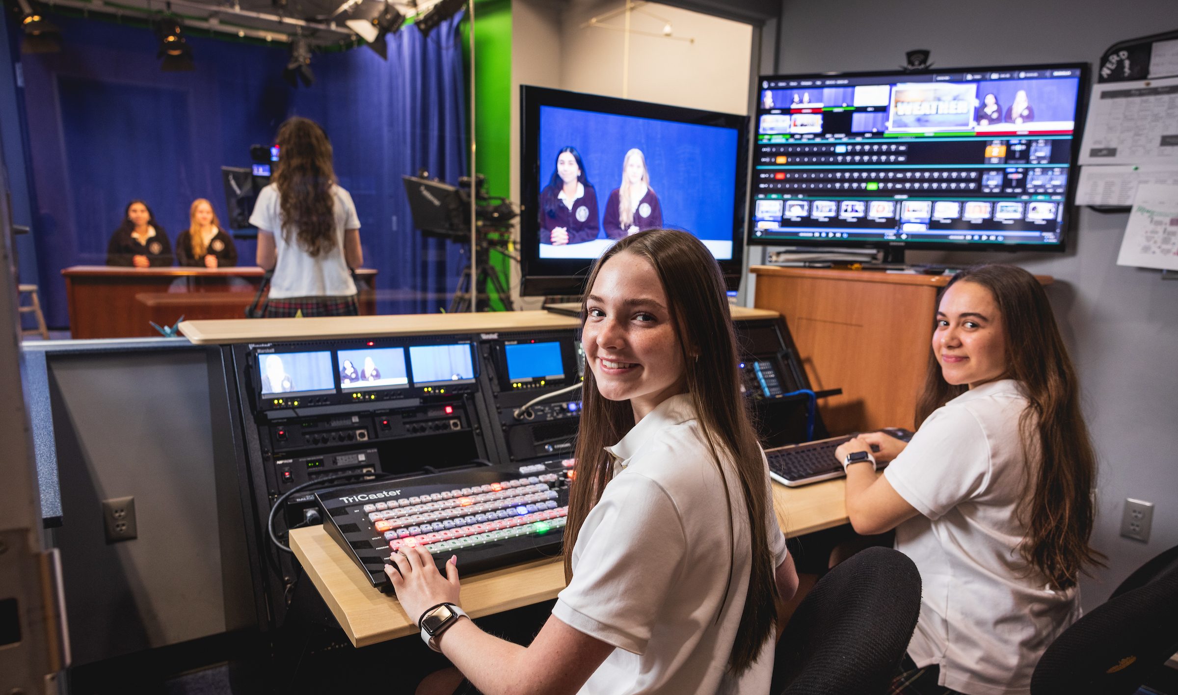 students in tv studio